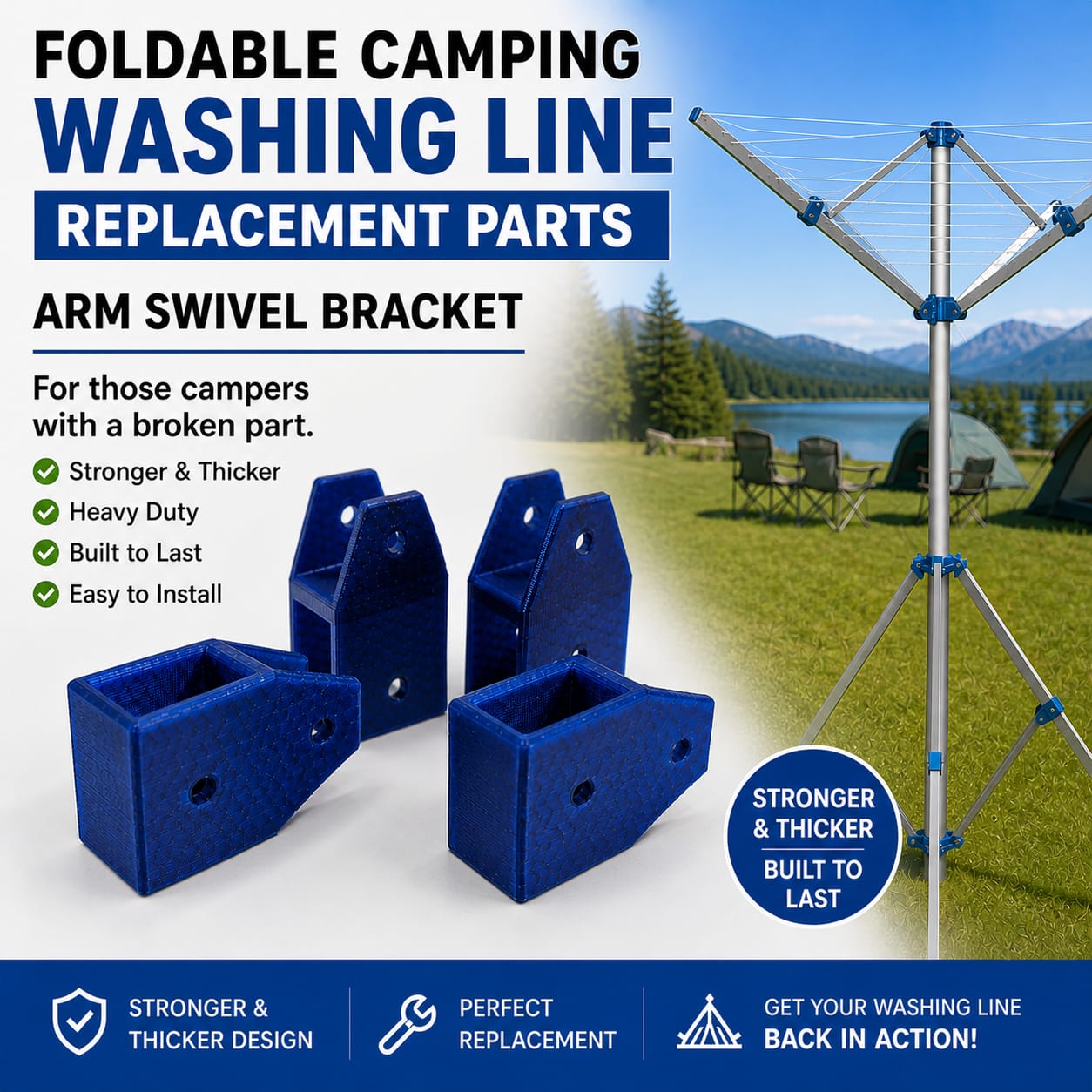 (4 pack) Foldable washing line parts