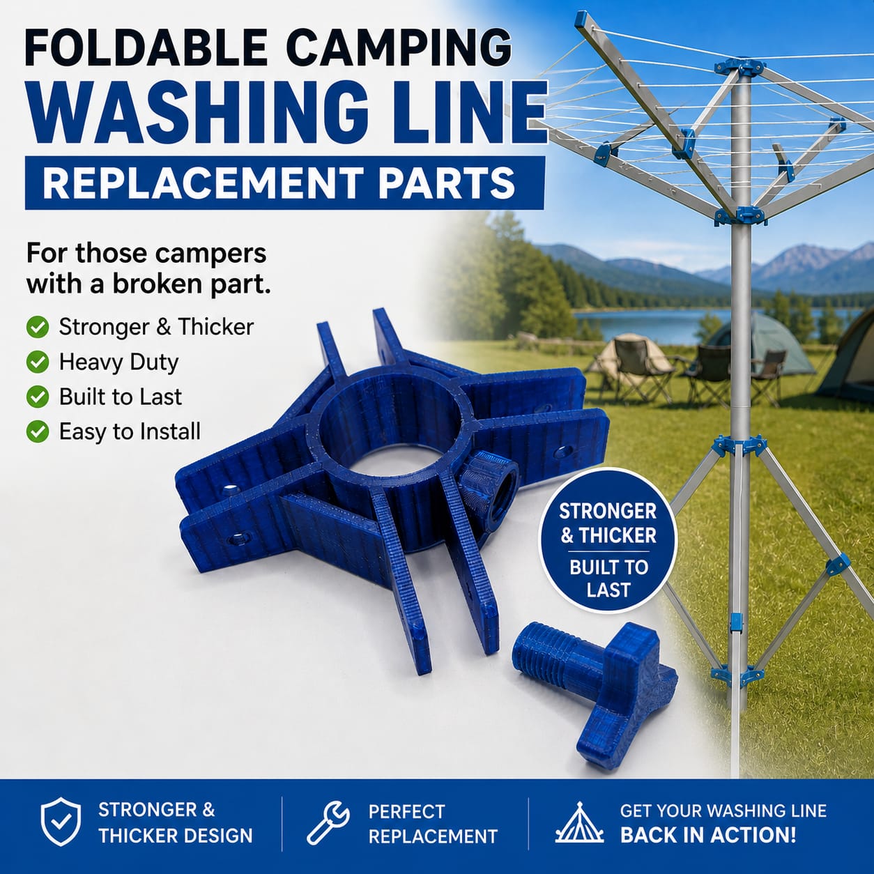 (2 pack) Foldable washing line part 4 legs